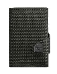 Carbon Fiber Leather Wallet CLICK & SLIDE by TRU VIRTU® (Color: Diagonal Carbon Black/Black)