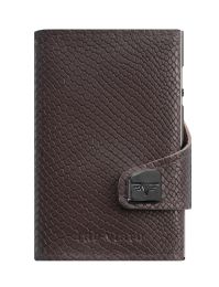 Reptile Leather Wallet CLICK & SLIDE by TRU VIRTU® (Color: Cobra Dark Brown/Silver)