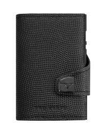 Reptile Leather Wallet CLICK & SLIDE by TRU VIRTU® (Color: Lizard Black/Black)