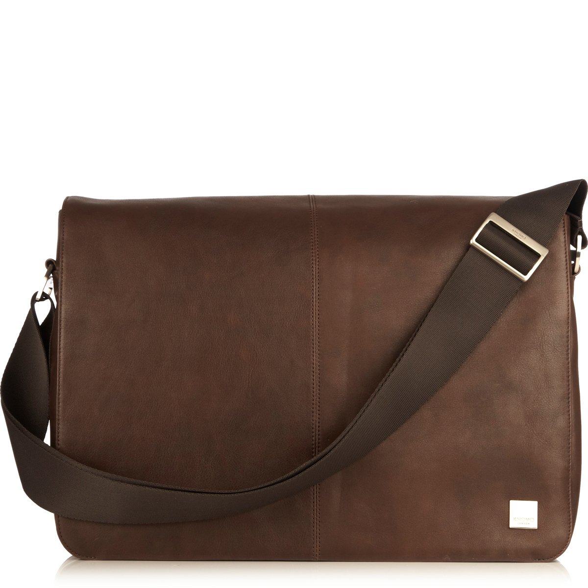 Bungo Messenger 15.6'' by Knomo (Color: Brown / Brushed Nickel Hardware)