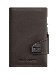 Nappa Leather Wallet CLICK & SLIDE by TRU VIRTU® (Color: Nappa Brown/Silver)